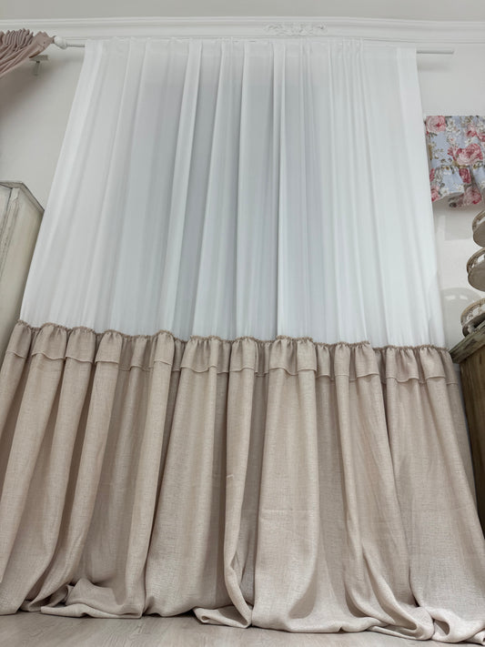 Tenda in georgette con balza e gonnellone a contrasto – 250×290