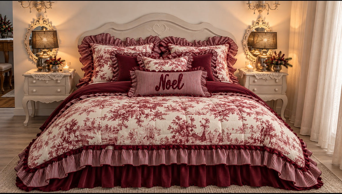 Trapunta Natalizia Toile de Jouy – Rosso Rubino