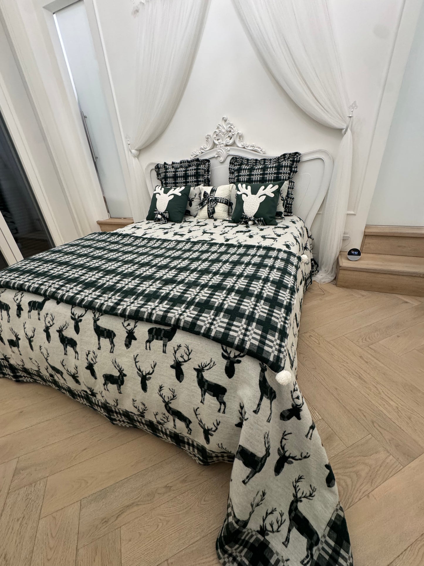 Coordinato Natalizio in Lana Scozzese Verde – Completo Letto & Arredo